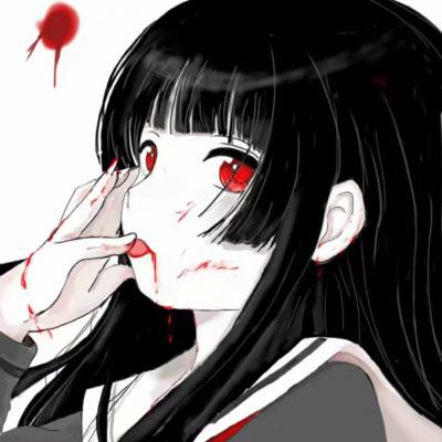 病娇女生图片动漫头像 高清恐怖黑化的病娇女头像血腥