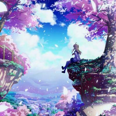 动漫女孩头像梦幻樱花 高清好看有樱花动漫女孩头像