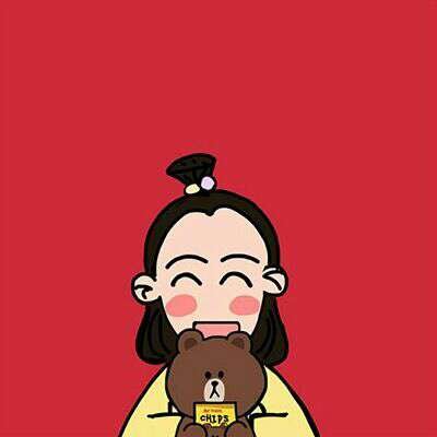 高清好看红色系创意卡通情侣头像图片